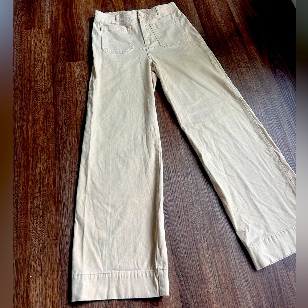 BAGATELLE High Rise Straight Flare Leg Pants Peach Cream Boho Retro Casual Sz 6 - Picture 5 of 11